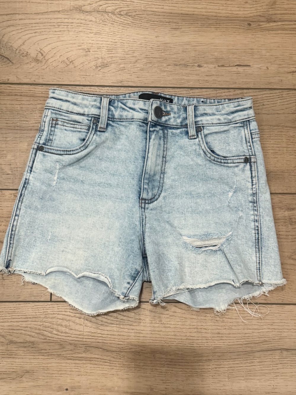 Kut from the Kloth Light Wash Distressed Denim Shorts